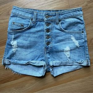 Carmar Denim High-rise Button-fly Shorts